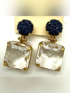 Like New Lele Sadoughi Blue & Gold Drop Statement Earrings